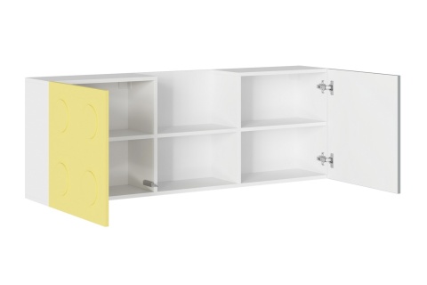 Полка навесная Кубо белый / грин грей софт/ солнечно-желтый